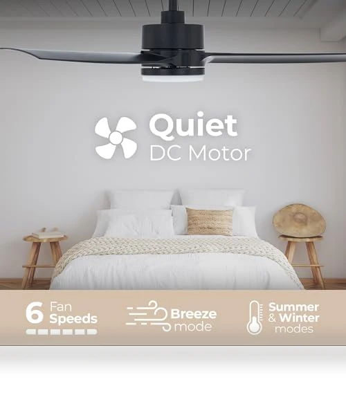 Smart Indoor and Outdoor Ceiling Fan with LED Light Kit — Ceiling Fan Wall Controls, East Grove Home