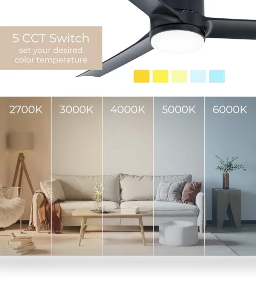 Smart Indoor and Outdoor Ceiling Fan with LED Light Kit — Ceiling Fan Wall Controls, East Grove Home