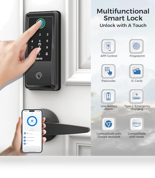 Smart Lock with Fingerprint Keyless Entry — Keyless Entry, Devo
