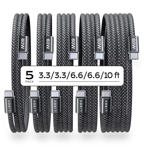 USB C to USB C Cable 5-Pack — Cables, LISEN
