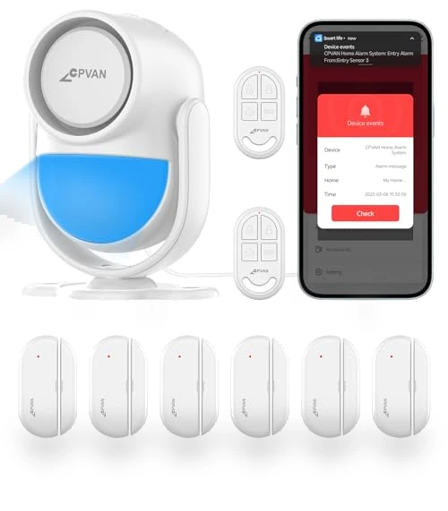 WiFi Home Alarm System with PIR Motion Sensor — Smart Home Security, CPVAN
