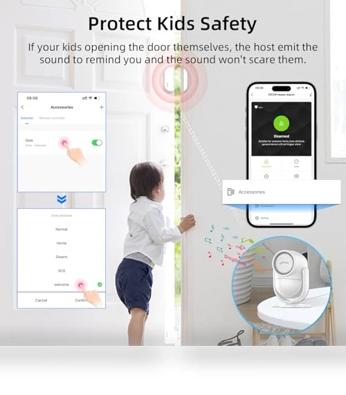WiFi Home Alarm System with PIR Motion Sensor — Smart Home Security, CPVAN