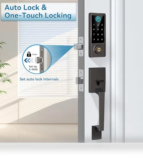 Fingerprint Door Lock with Handle Sets — Keyless Entry, BEBASIA