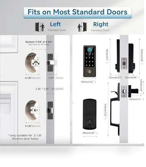 Fingerprint Door Lock with Handle Sets — Keyless Entry, BEBASIA
