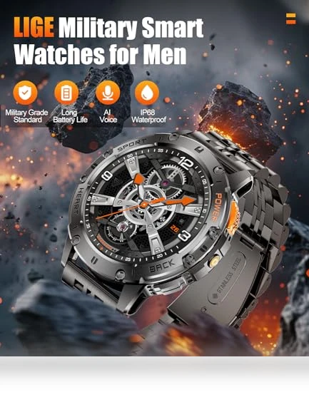 Military Smart Watch with LED Flashlight — Smartwatches, ESFOE
