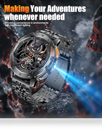 Military Smart Watch with LED Flashlight — Smartwatches, ESFOE
