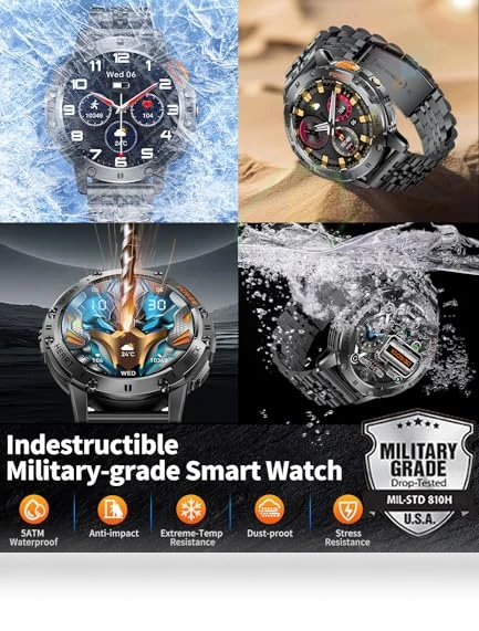 Military Smart Watch with LED Flashlight — Smartwatches, ESFOE