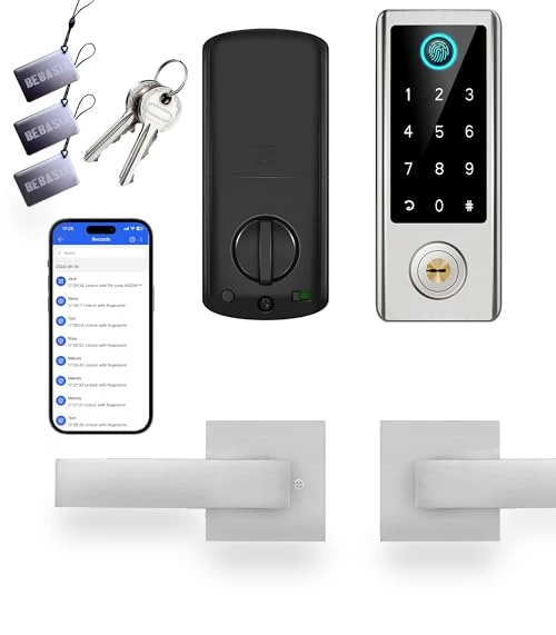 Smart Fingerprint Door Lock with Handle Set — Keyless Entry, BEBASIA