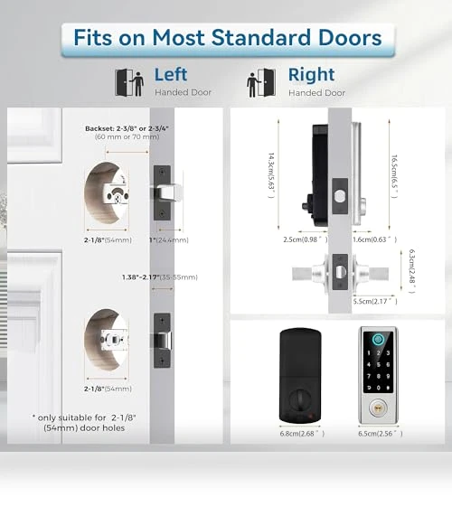 Smart Fingerprint Door Lock with Handle Set — Keyless Entry, BEBASIA