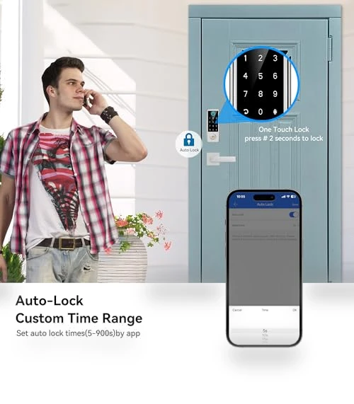 Smart Fingerprint Door Lock with Handle Set — Keyless Entry, BEBASIA