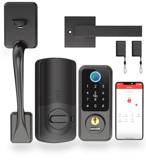 Smart Lock Front Door - Keyless Entry Door Lock with Handle Set — Biometric Security, hornbill