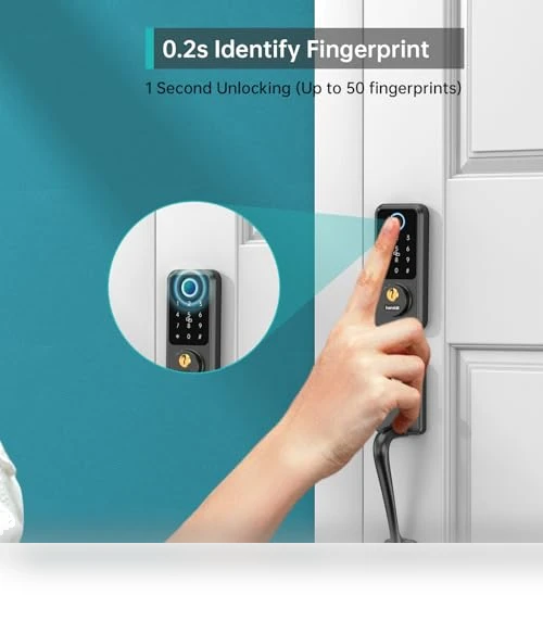 Smart Lock Front Door - Keyless Entry Door Lock with Handle Set — Biometric Security, hornbill