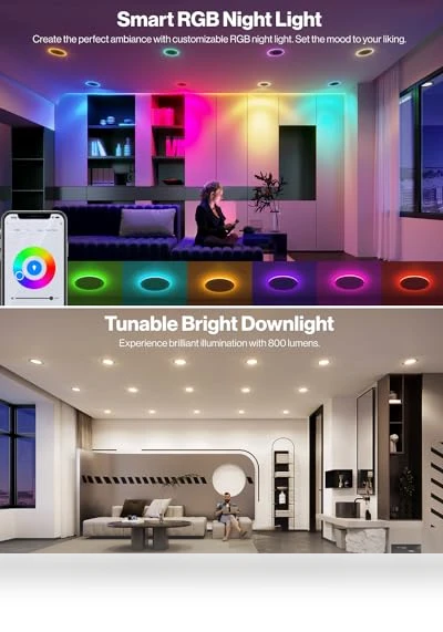 Ultra Thin LED Recessed Ceiling Lights with Night Light — Overhead Lighting, Sunco Lighting