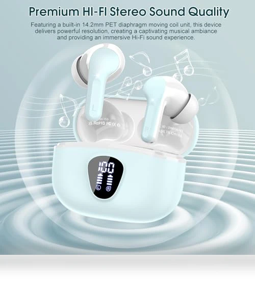 Wireless Earbuds with ENC Noise Cancelling Mic — Bluetooth Headsets, BESNOOW