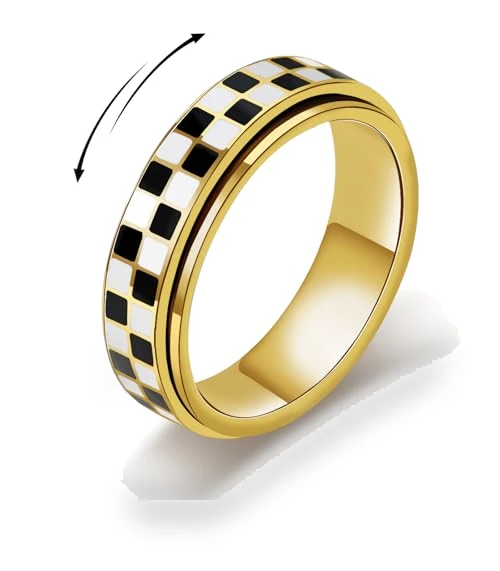 Checkered Fidget Ring — Stress Relievers, AmorArtSky