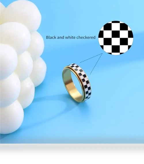 Checkered Fidget Ring — Stress Relievers, AmorArtSky