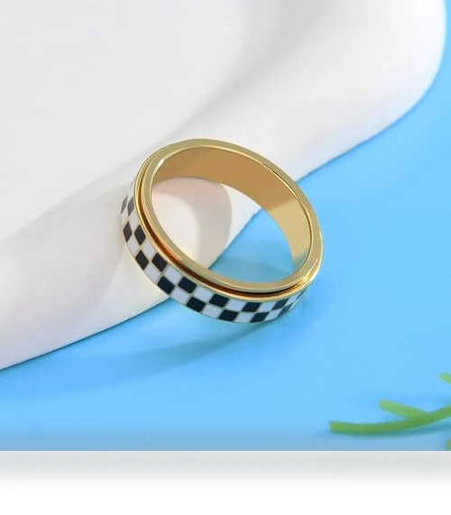 Checkered Fidget Ring — Stress Relievers, AmorArtSky