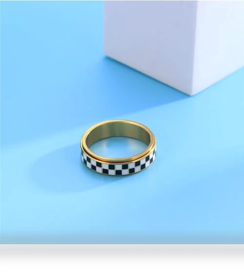 Checkered Fidget Ring — Stress Relievers, AmorArtSky