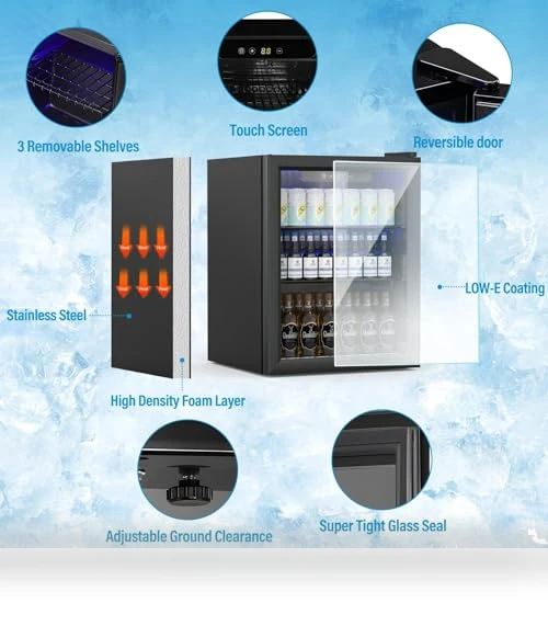 Compact Freestanding Beverage Refrigerator — Mini Fridges, Erivess