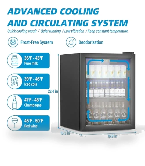 Compact Freestanding Beverage Refrigerator — Mini Fridges, Erivess