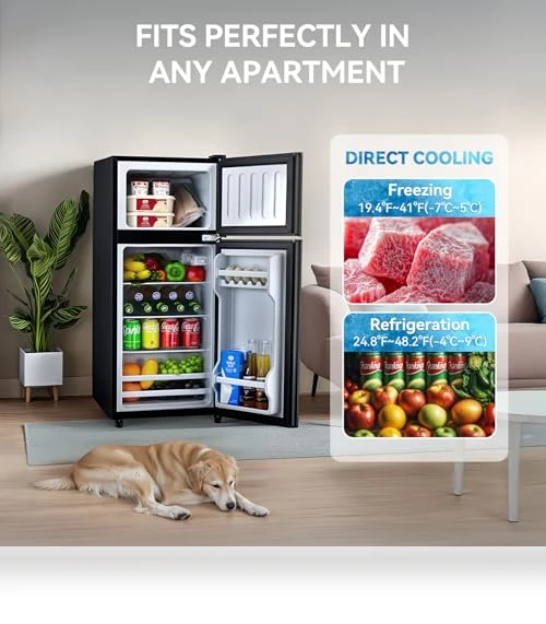 Double Door Refrigerator with Freezer — Mini Fridges, Anypro