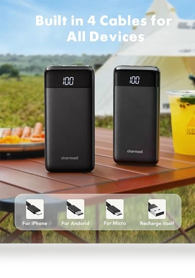 Portable Charger with Built-in Cables — Mobile Power Solutions, Charmast