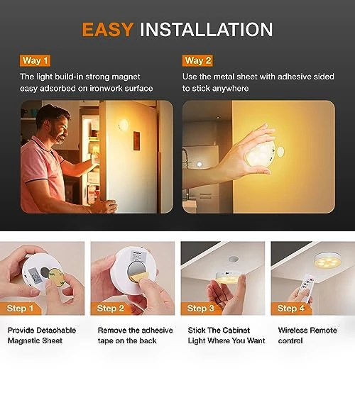 Rechargeable Puck Lights with Remote Control — Under-Cabinet Lights, MICLIONLED