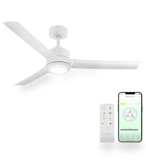 Smart Indoor and Outdoor Ceiling Fan with LED Light Kit — Ceiling Fan Wall Controls, East Grove Home