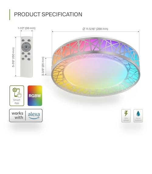 Smart RGBW Flush Mount Ceiling Light — Overhead Lighting, ASD