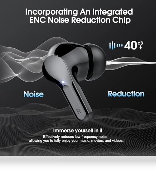 Wireless Earbuds with ENC Noise Cancelling Mic — In-Ear Headphones, BESNOOW