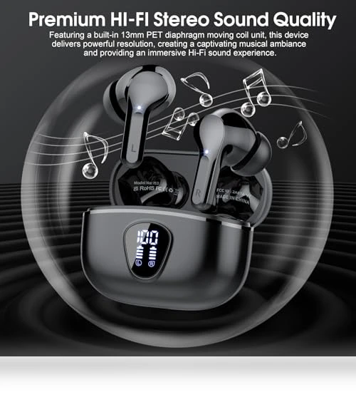 Wireless Earbuds with ENC Noise Cancelling Mic — In-Ear Headphones, BESNOOW