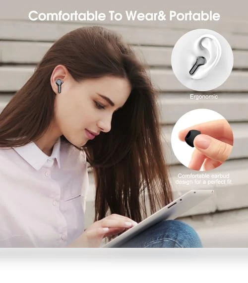 Wireless Earbuds with ENC Noise Cancelling Mic — In-Ear Headphones, BESNOOW