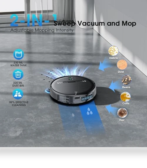 2-in-1 Robotic Vacuum and Mop Cleaner — Smart Cleaning Robots, SHELIKI
