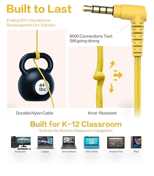 Classroom Headphones Bulk Pack — On-Ear Headphones, AILIHEN