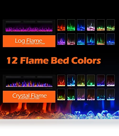 Electric Fireplace Wall Mounted and Recessed with Remote Control — Electric Heating Solutions, BETELNUT