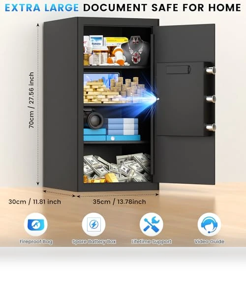 Large Fireproof Safe Box — Wall Safes, FOWORE