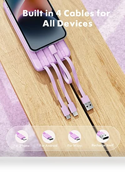 Portable Charger with Built-in Cables — Charging Solutions, Charmast