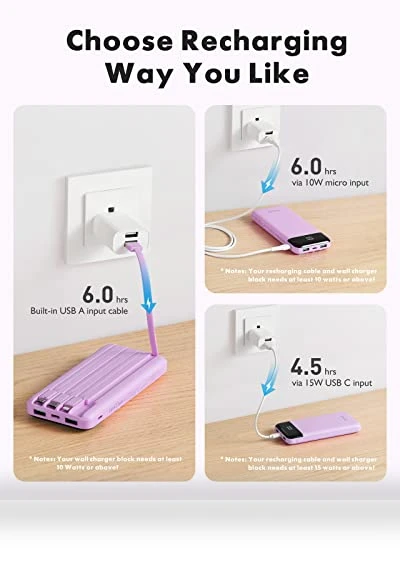 Portable Charger with Built-in Cables — Charging Solutions, Charmast
