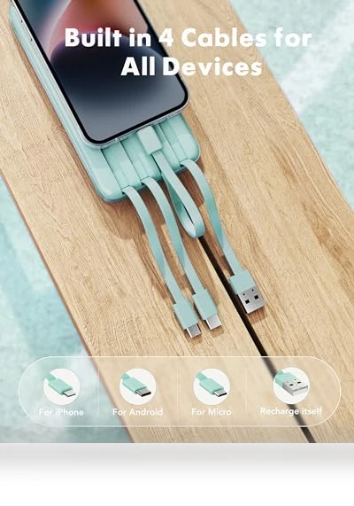 Portable Charger with Built in Cables — Chargers, Charmast