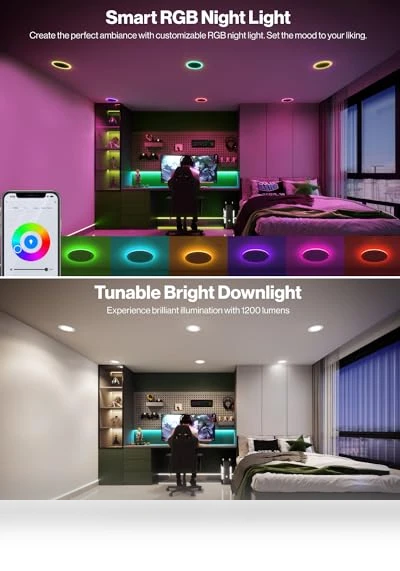 Ultra Thin LED Recessed Ceiling Lights with Night Light — LED, Sunco Lighting