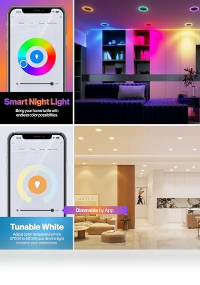 Ultra Thin LED Recessed Ceiling Lights with Night Light — LED, Sunco Lighting