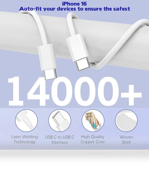 10FT USB C to C Woven Cable with 40W 4 Port PD&AC Charger Block — Chargers, Shenzhen Xihuida Electronics Co., Ltd.