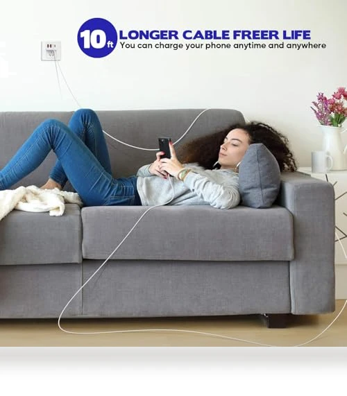10FT USB C to C Woven Cable with 40W 4 Port PD&AC Charger Block — Chargers, Shenzhen Xihuida Electronics Co., Ltd.