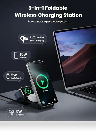3-in-1 Wireless Charger Charging Station — Chargers & Adapters, Dongguan Yuanhaoxun Technology Co., Ltd.