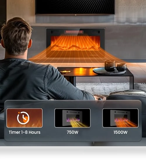 36 Inch Electric Fireplace Insert — Electric Heating Solutions, Joy Pebble