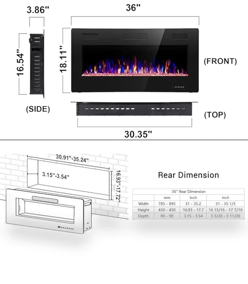 36 Inch Electric Fireplace Insert — Electric Heating Solutions, Joy Pebble