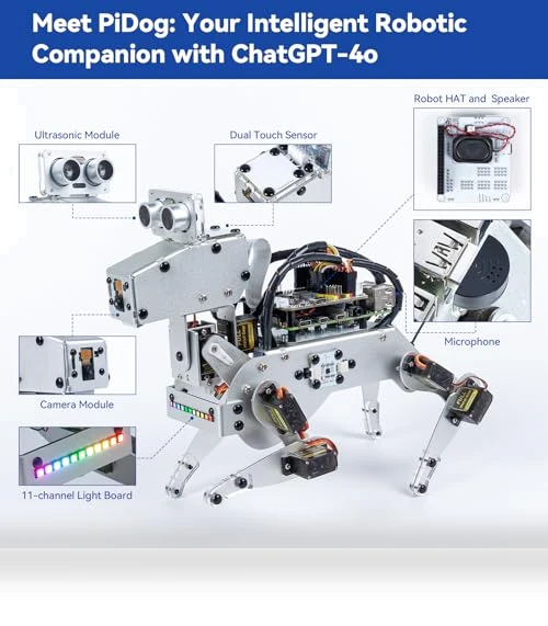 AI Robot Dog Kit for Raspberry Pi — Interactive Figures & Robots, SunFounder