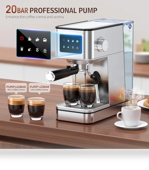 Compact Espresso Maker with Steam Milk Frother — Espresso Machines, QJA
