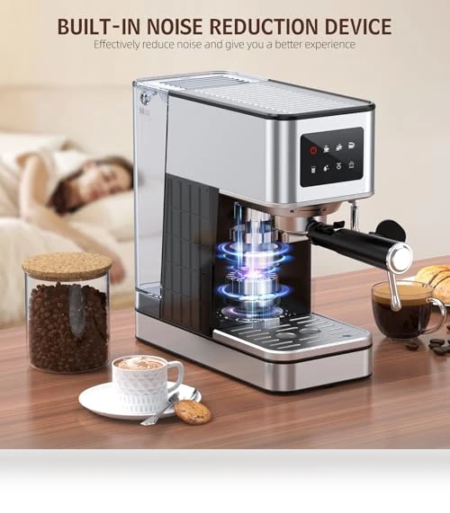 Compact Espresso Maker with Steam Milk Frother — Espresso Machines, QJA