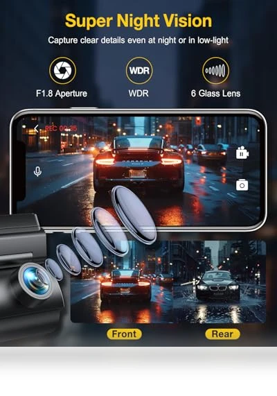 Dash Cam Front and Rear Camera — Rearview Cameras for Cars, GKU